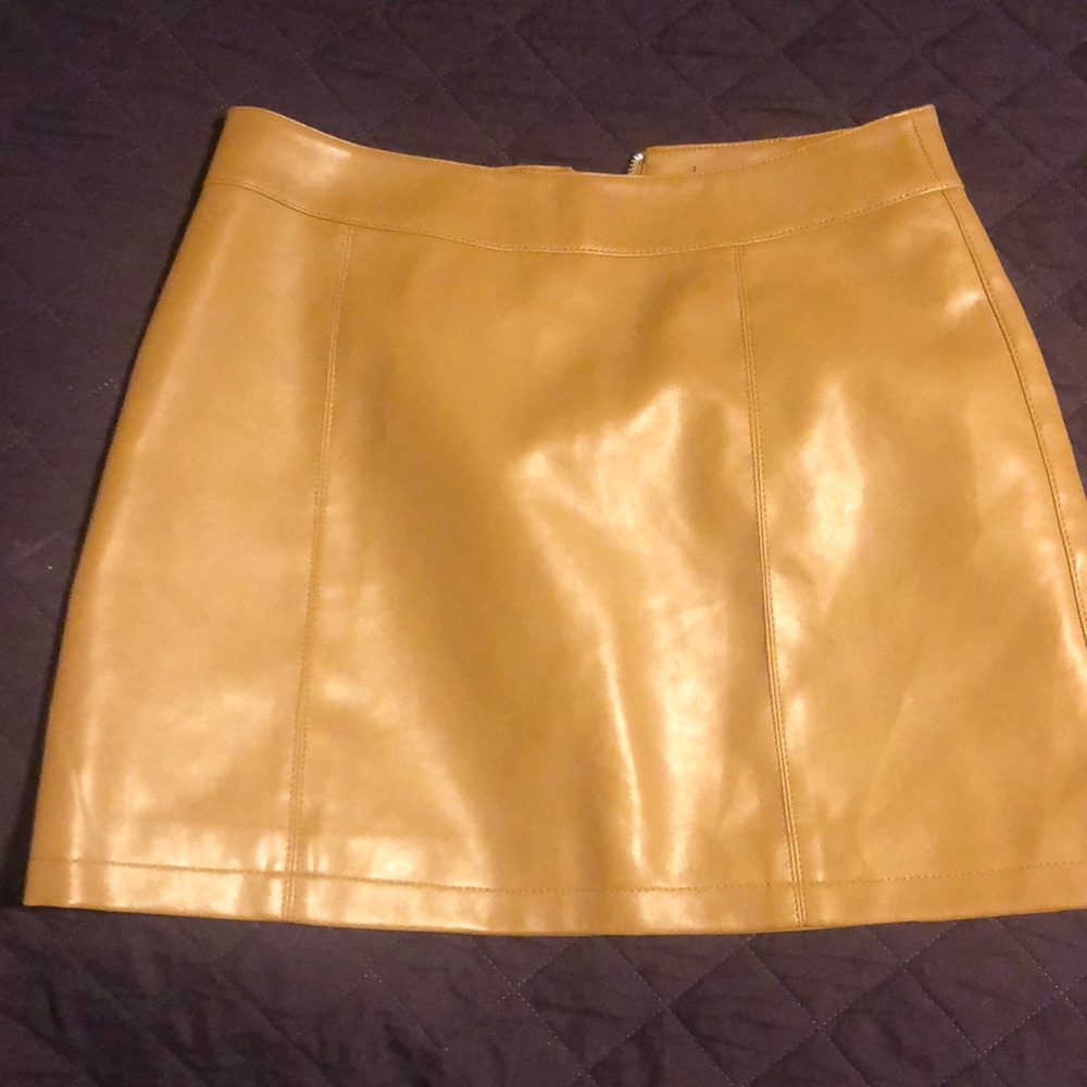 Brown faux leather skirt